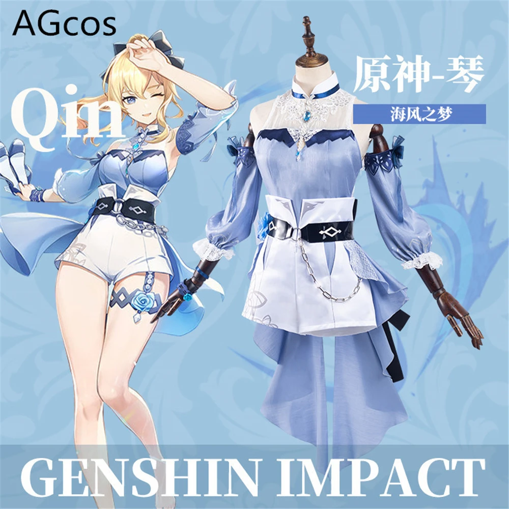 

AGCOS In Stock Genshin Impact Jean Cosplay Costume Woman Dress Summer Swimsuits Swimwear