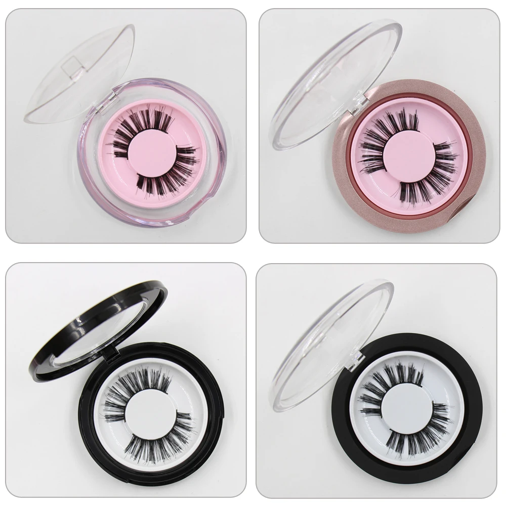 

3D Mink Lashes Long Lasting Fake Lashes Natural 1 Pair False Eyelashes Crisscross Mink Eyelashes Round Box Packaging