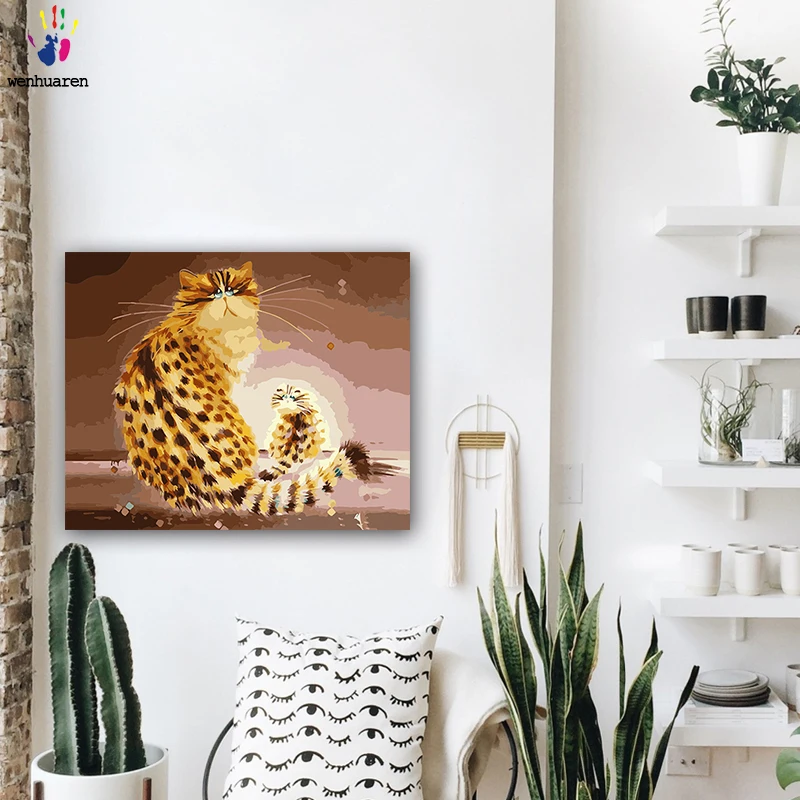 DIY картинки для раскраски по номерам с цветным рисунком животных в полоску