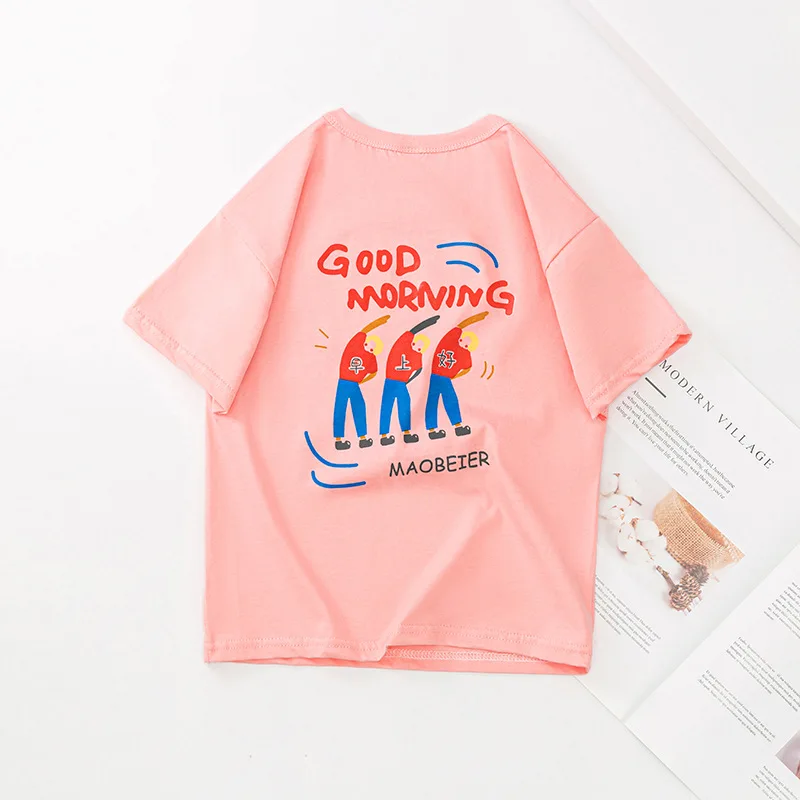 

2021 New Children's Summer Clothing Middle School Children Teens Short Sleeve Boys Girls' Cotton T-shirt 5~15 Years Old