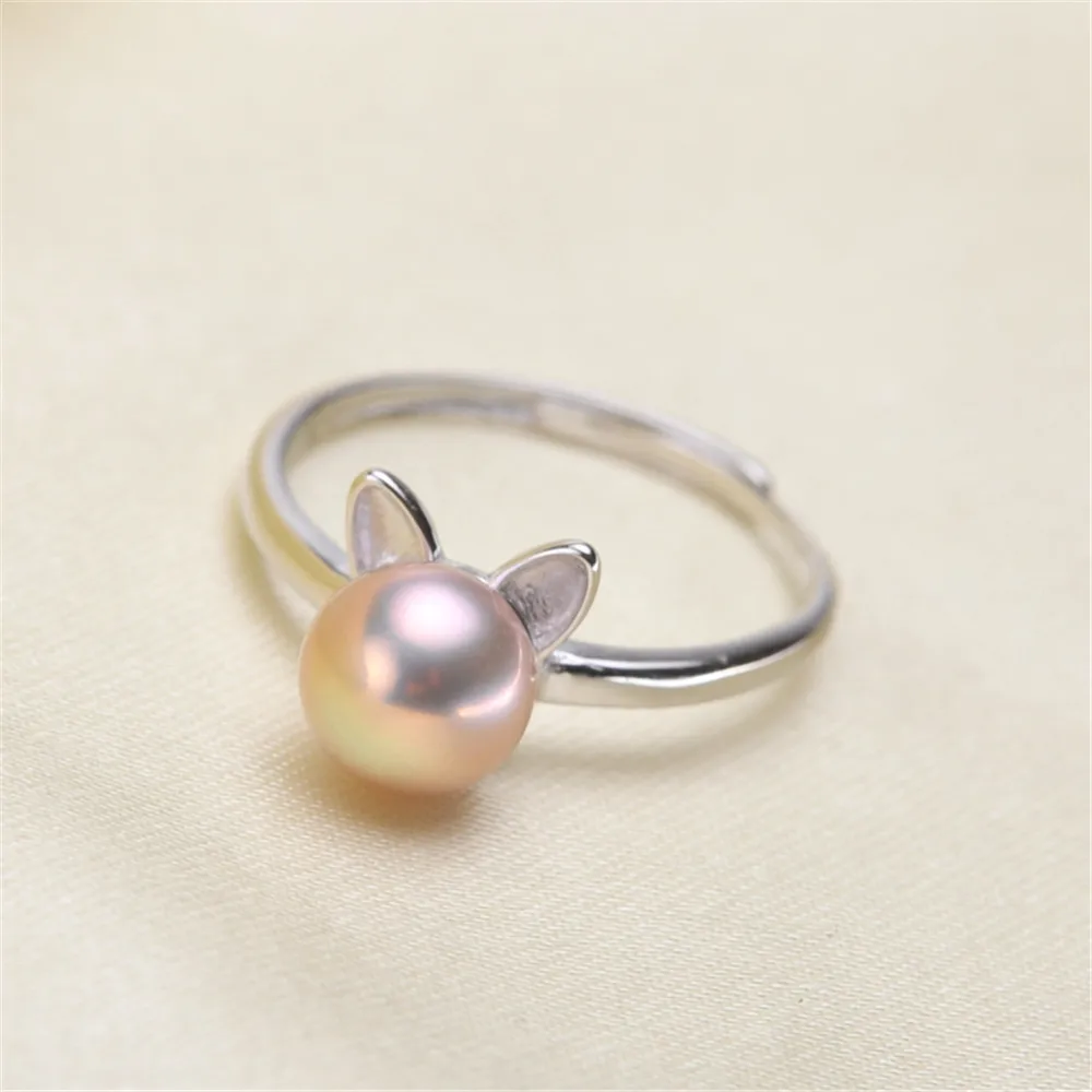 

Classic Rings Resizable Design Rings Base 925 Silver Pearl Rings Settings Women DIY Pearl Rings Accessory No Pearl