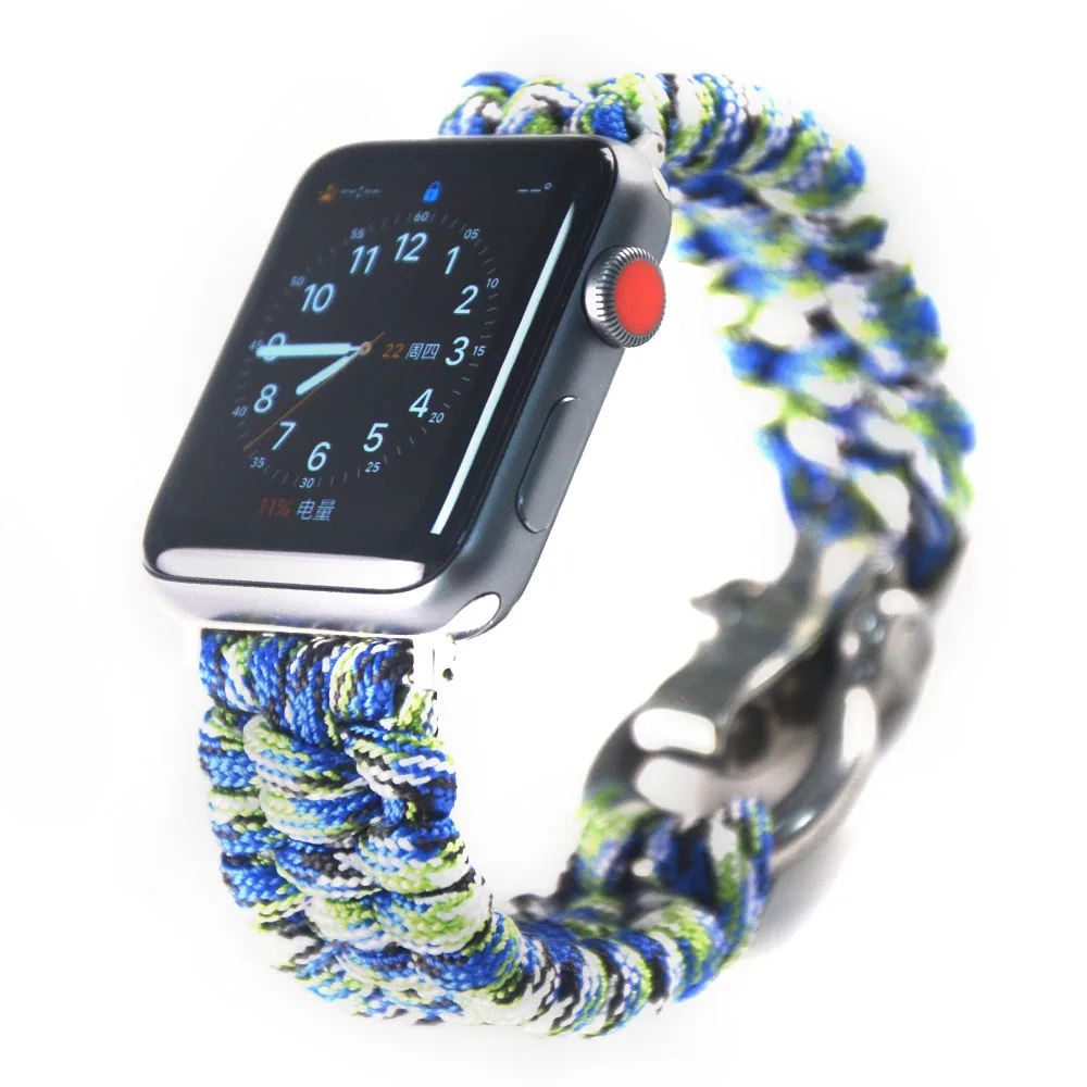 Новейший нейлоновый ремешок для Apple Watch SE браслет выживания из Паракорда 38/42/40/44/45