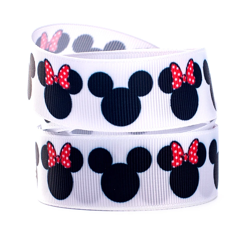 

HOT 20PCS Minnie Mickey Mouse 1inch 25mm Disney Cartoon Character Red White Ribbon Polka Dot Grosgrain Ribbon Bow Craft