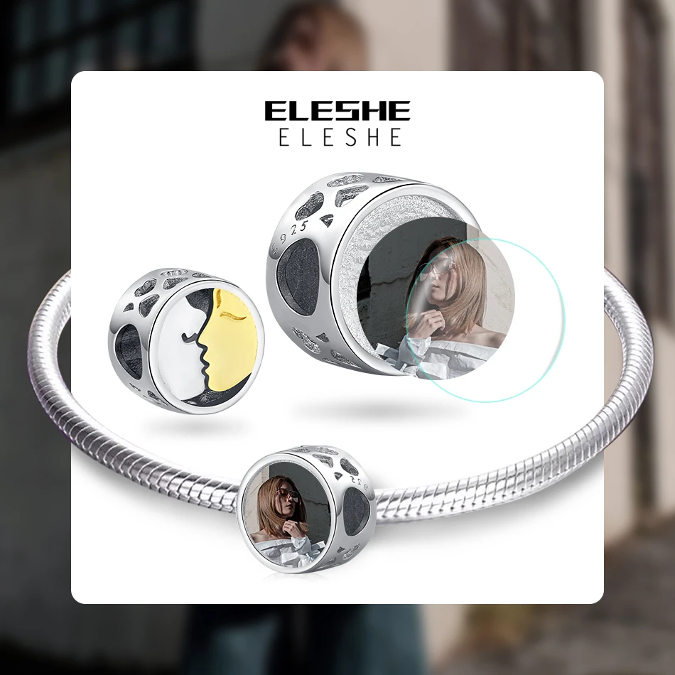 ELESHE романтический поцелуй 925 Стерлинговое Серебро Очаровательные бусы подходят