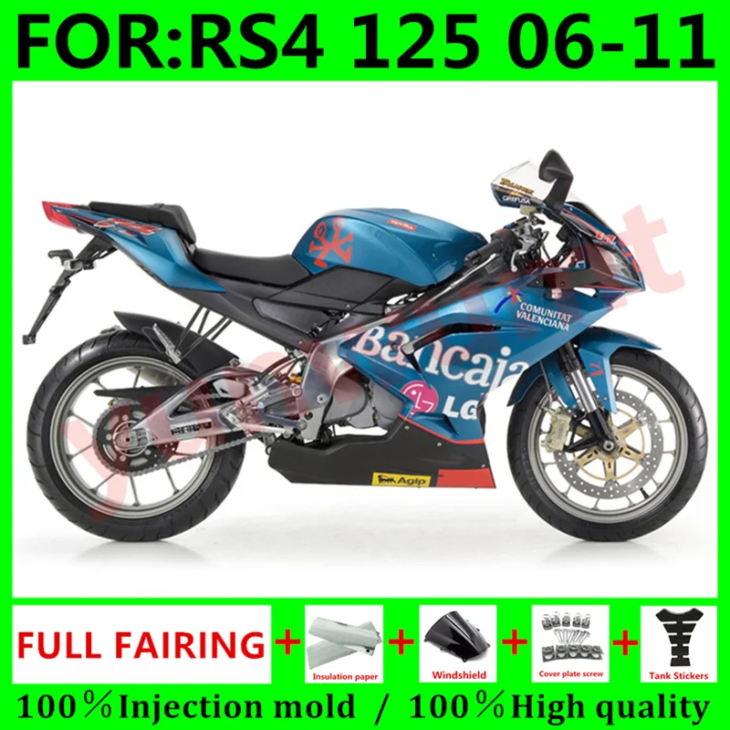 

Motorcycle Injection mold New ABS Fairings Kit Fit for Aprilia RS125 06 07 08 09 10 11 RS4 RSV 125 fairing 2006 2011 blue black