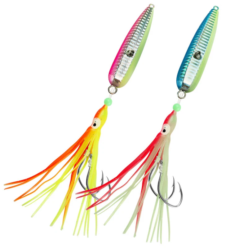 Металлическая приманка 80 г 100 120 150 тяжелая джиггинг с осьминогом Мягкая хвост