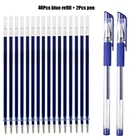 2 + 40 шт. набор для заправки гелевой ручки в деловом стиле черная синяя красная чернильная шариковая ручка с цилиндрическим наконечником 0,5 мм канцелярские принадлежности для письма в школе и офисе