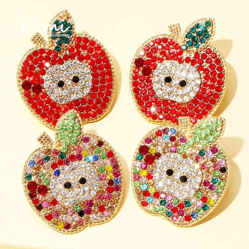 Коми красочные яблоко со стразами лимон Медузы Лебедь Фламинго серьги-гвоздики