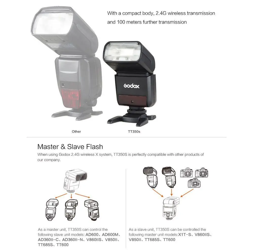 Беспроводная вспышка Godox TT350S 2 4G 1/8000s TTL GN36 для камеры Sony A7 A7R A7S II A6500 A6000|ttl hss|flash ttlcamera