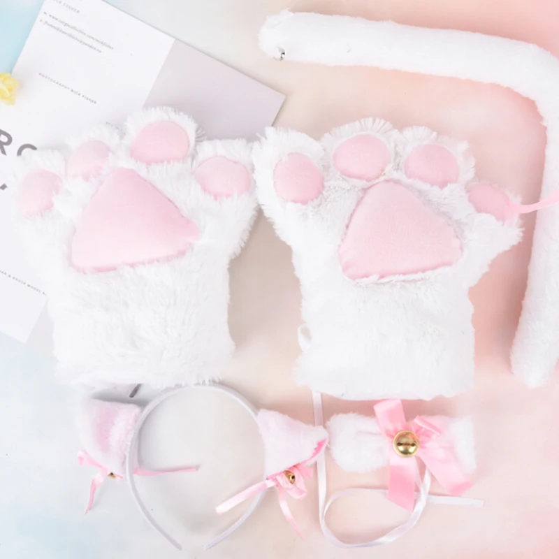 Плюшевые колокольчики для девочек с кошачьими ушками повязка на голову галстук