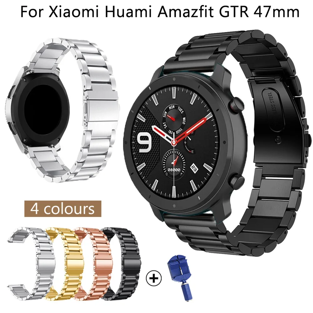 

Ремешок из нержавеющей стали для часов Xiaomi Huami Amazfit GTR 47 мм/GTR 2 Pace Stratos 2 3, металлический браслет для Huami Amazfit GTR 47 мм, 22 мм
