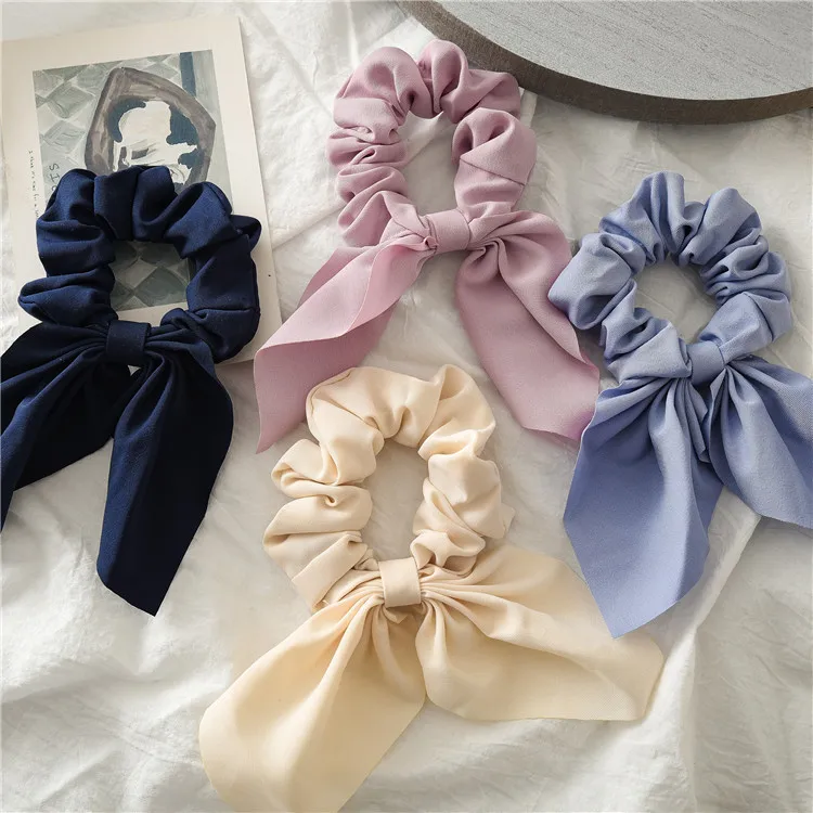

New fashion wild knotted rabbit ears streamers Elastic Hair Women Hair Scrunchie Rubber Bands Headbands Lady Hair Accessories
