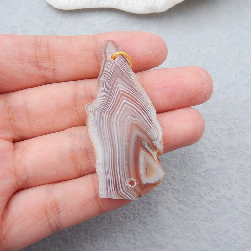 

Semi-precious Stone Natural Gemstone Pink Agate Fashion Pendant Bead For Jewelry Making 51x23x3mm 6.4g