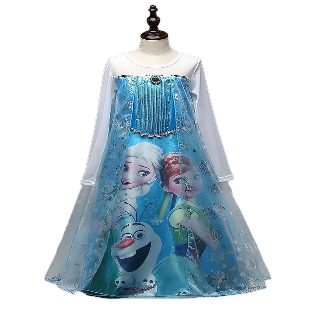 Платье принцессы Эльзы и Анны для девочек Детские костюмы Снежной Королевы