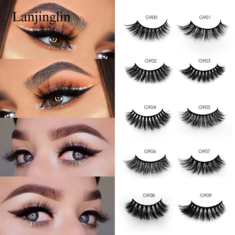 LANJINGLIN, 4/5 пар, норковые ресницы, натуральные, длинные, 3d, норковые накладные ресницы для наращивания, пушистые, без грубости, макияж, накладные ресницы