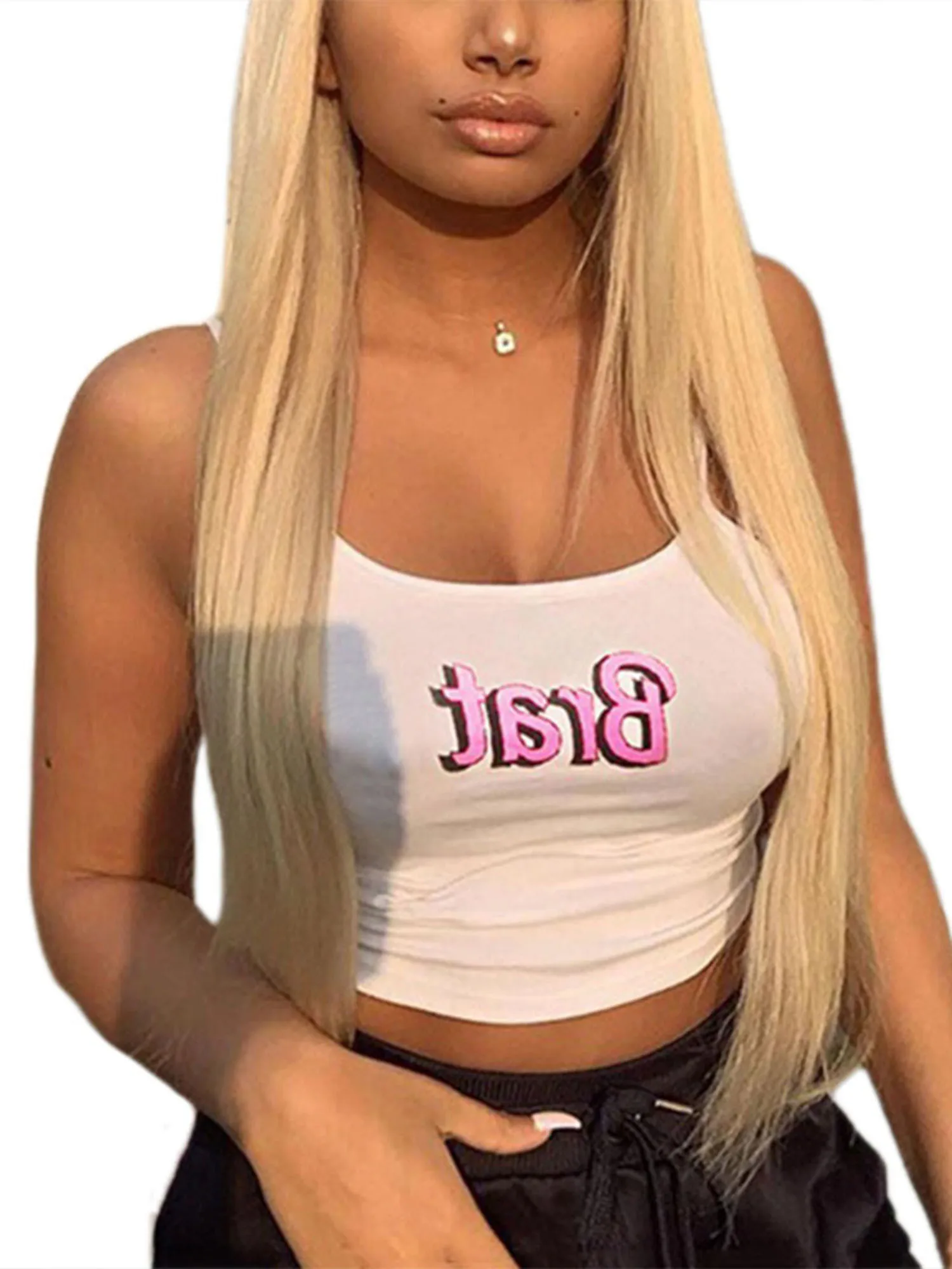 Для женщин сексуальный брат с принтом букв топы бретельками на тонких бретельках