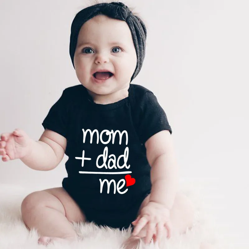 

Kawaii Mom+Dad Equal Me Baby Clothes 100% Cotton Short Sleeve Summer Newborn Bodysuit Boy Girl Baby Romper for 0-24M