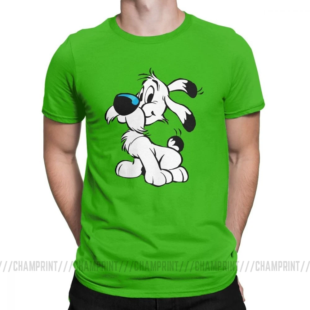 Мужские футболки Asterix And Obelix Новинка хлопковые футболки с коротким рукавом Dogmatix Idefix Ideafix Obelix футболка для собак топы размера плюс - Цвет: Зеленый