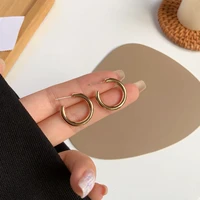 925 silver needle trendy jewelry metal hoop earrings popular hot selling gold color round earrings for women party gifts
