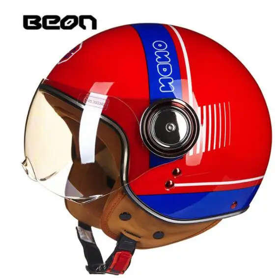BEON для мужчин и женщин мотоциклетный шлем Chopper 3/4, винтажный шлем с открытым лицом, мотоциклетный шлем Casco Capacete, мотоциклетный шлем - Цвет: 110B-08
