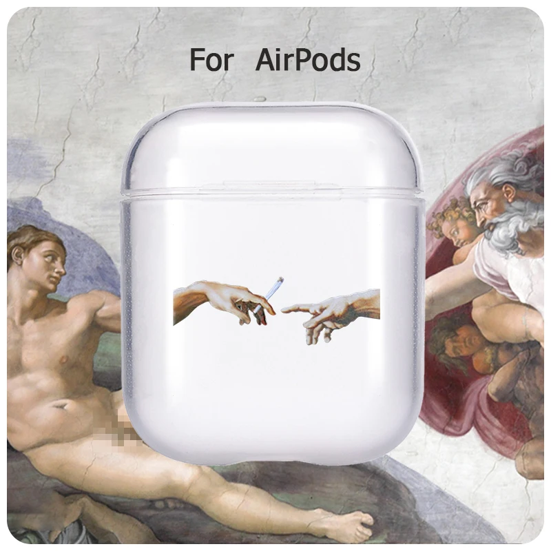 

Earphone Case For Airpods 1 2 Case oil painting Painted Pattern Hard Case Coque Fundas For Airpods Case Cover