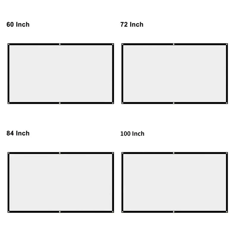 

16:9 Foldable Projection Screen Portable White Projector Curtain 60/72/84/100"