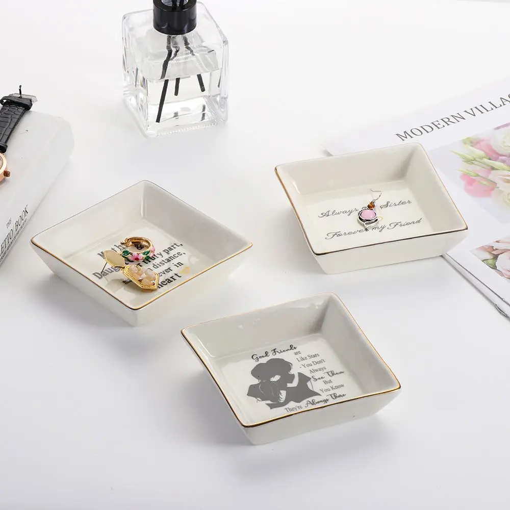 

Квадратный белый фарфор ювелирные изделия, керамическая тарелка, лоток из Пномпеня