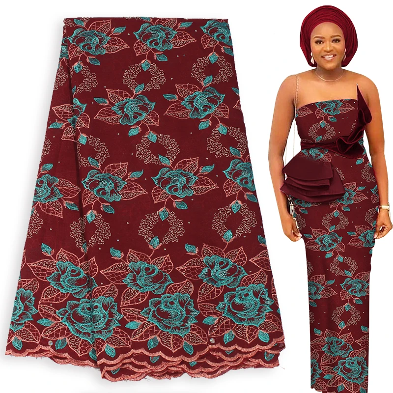 Вощеная кружевная ткань цветочный хлопок швейцарская вуаль кружева нигерийское