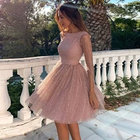 new arrivals bling shiny long sleeves homecoming graduation dresses a line cocktail dress backless party gown vestidos de fiesta
