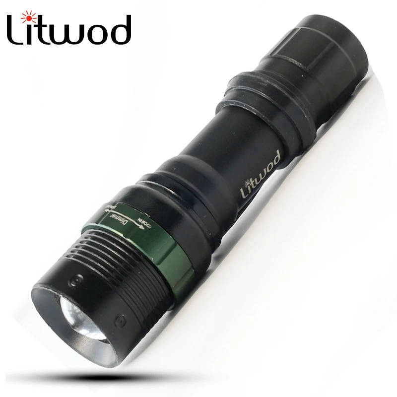 

Мощный Алюминиевый светодиодный фонарик Litwod Z30CK91, регулируемый фонарь, водонепроницаемый тактический перезаряжаемый светодиодный фонарь ...