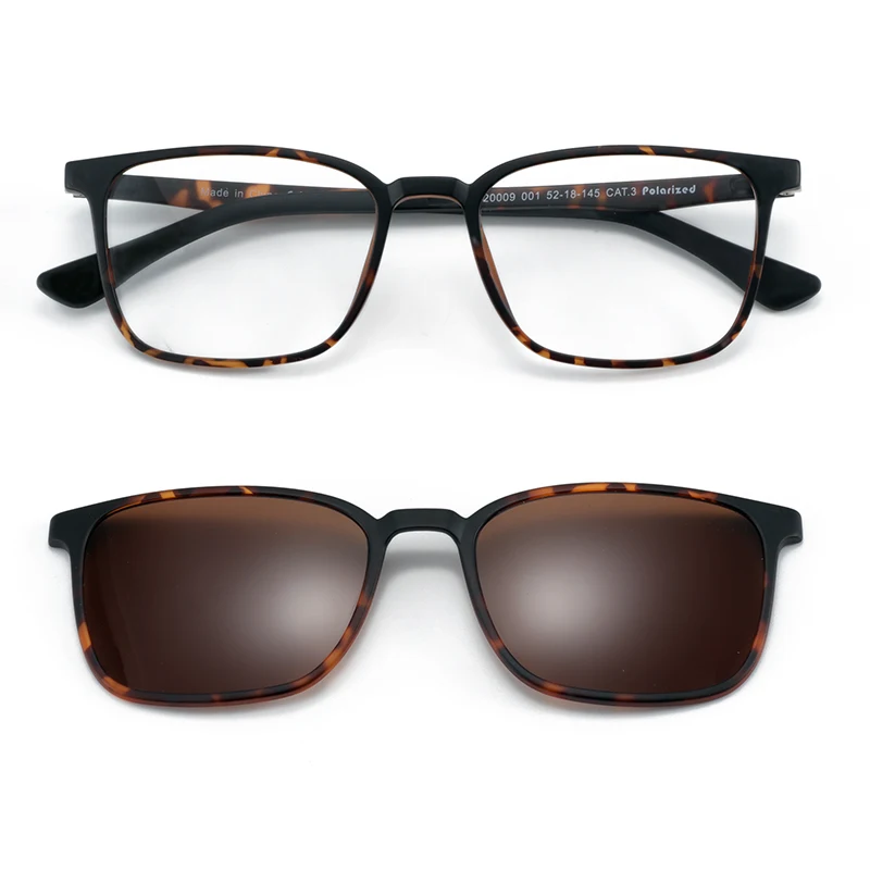 

ZENOTTIC 2 In 1 Magnet Polarized Clip on Sunglasses Men Retro Square Magnetic Sun Glasses Rectangle Optical Eyeglasses Frame