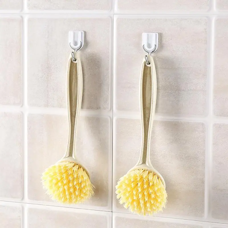 

1pcs Kitchen Creative Long Handle Wheat Straw Fiber Brush Useful Hanging Cleaning Brush To Oil Stains Wash Pot Washing Brush
