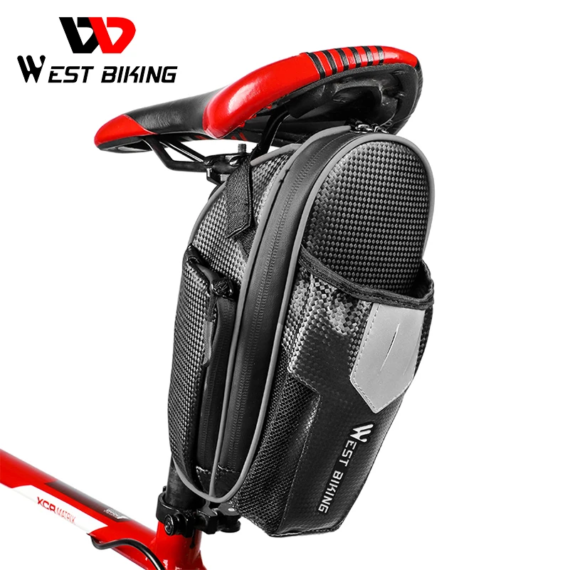 

WEST BIKING MTB Bike Waterproof Rear Bag Bicycle Accessories Bike Saddle Bag with Water Bottle Pocket Cycling Rear Seat Tail Bag