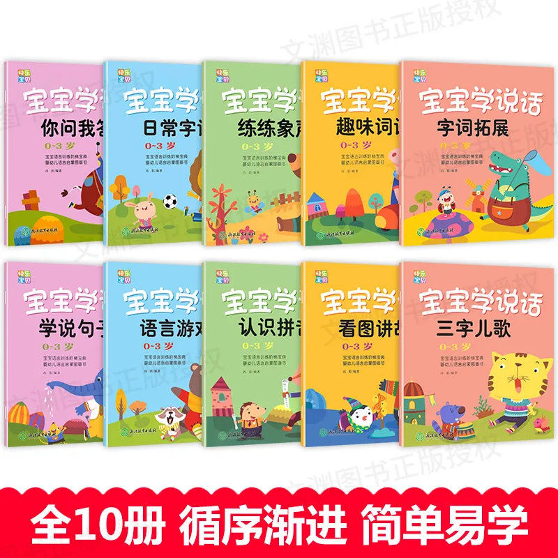 

10pcs/set Baby Kids Learns to Speak Language Enlightenment Book Chinese Book For Kids Libros Including Words Picture 0-3 ages