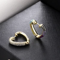 colorful diamond love earrings female peach heart shaped color zircon personality small earrings simple and lovely wind earrings