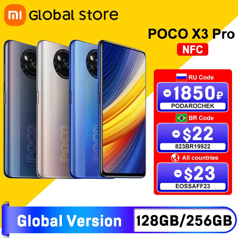  POCO X3 Pro 8GB 256GB  NFC Smartphone Snapdragon 860 33W  Quad AI Camera 120Hz DotDisplay 5160mAh 