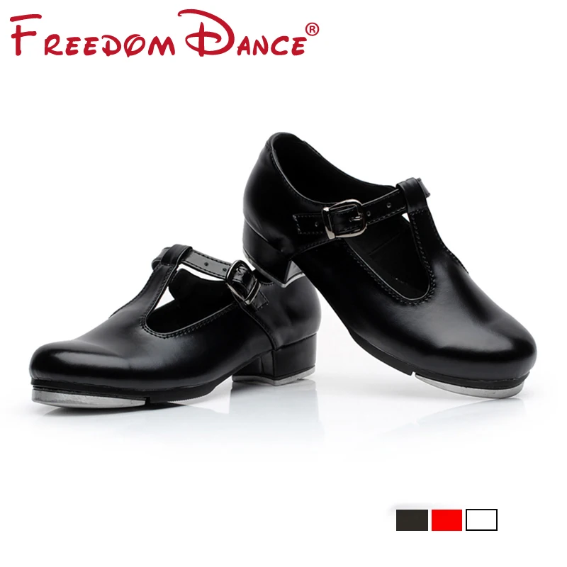T Shaped Patent Leather Tap Dance Shoes For Girls Women Low Heel Black Hip-hop Jazz Step Clogging Size 26-42 | Спорт и развлечения