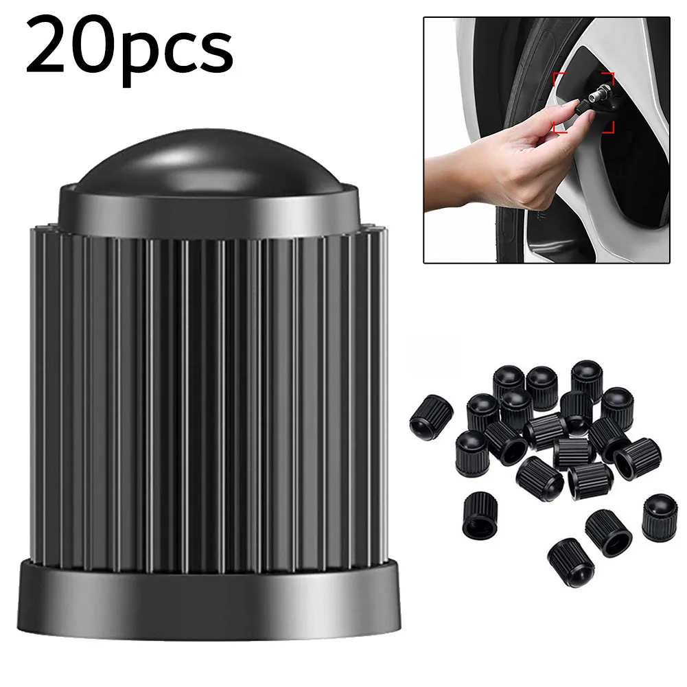 

20PCS Tire Valve Stem Cap Car Tyre Valve Black Bike Tyre Plastic Cap Dome Shape Dust Valve Valve Cap To Prevent Air Leak Dustpro