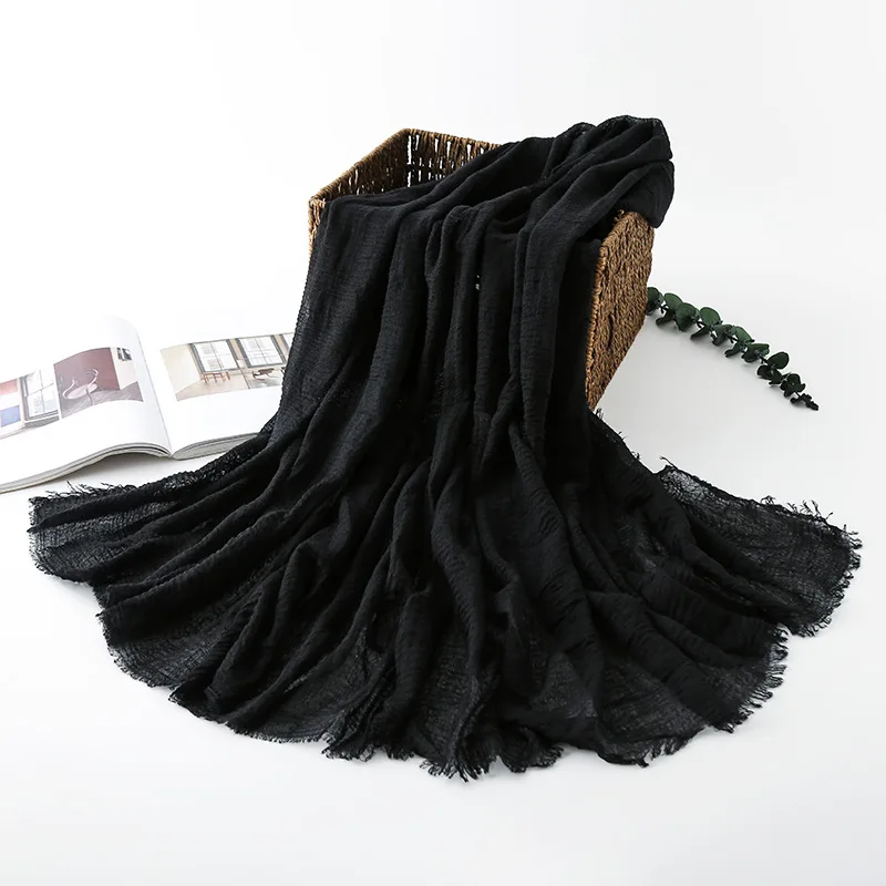 

Ladies autumn and winter scarf shawl headscarf to keep warm all-match solid color candy color Japanese cotton stubble Muslim