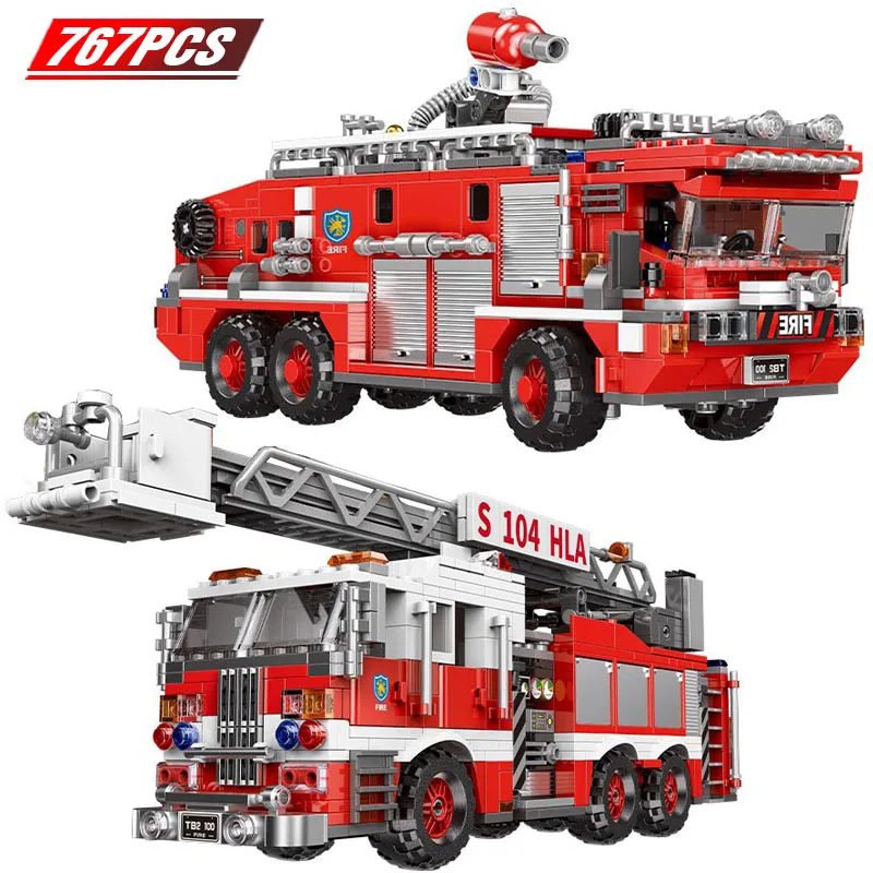 Набор строительных блоков городская пожарная станция машина Спасательная