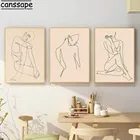 Женский холст для тела, картина, тонкая линия, художественный принт, сексуальная девушка, абстрактные настенные картины, постер для йоги, минимализм, бохо, картина, домашний декор