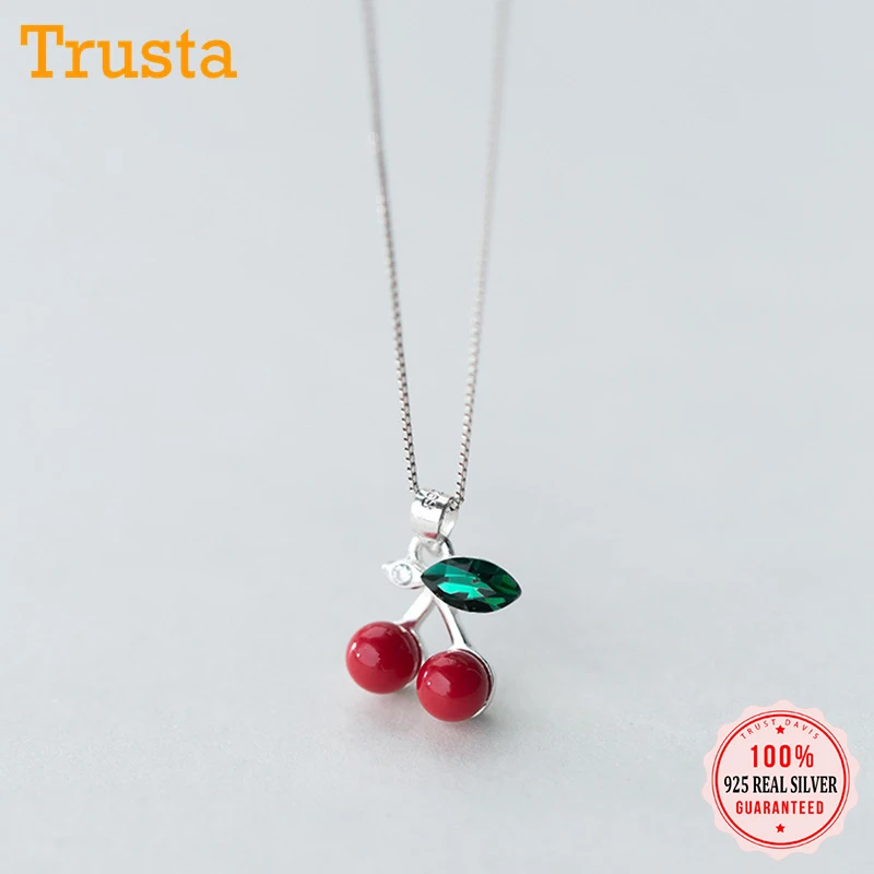 Женское ожерелье из серебра 2018 пробы 40 см|gift girl|cherry pendantfashion jewelry |