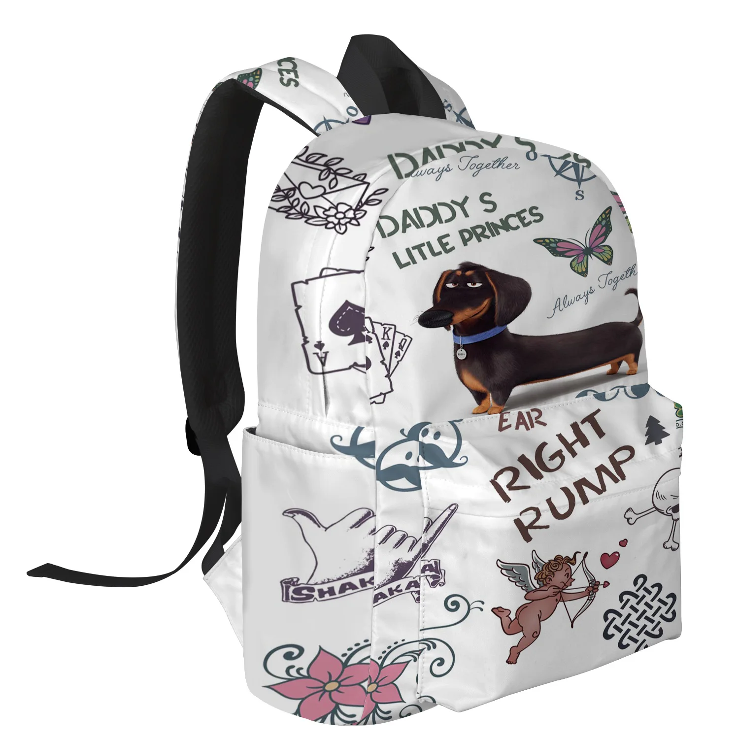 Такса цветок любовь покер компас рюкзак для женщин и мужчин мульти карман