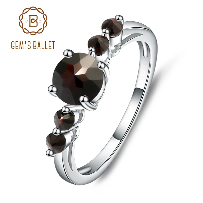 Женское кольцо из серебра 925 пробы с натуральным черным гранатом|ring fashion|ring forrings for
