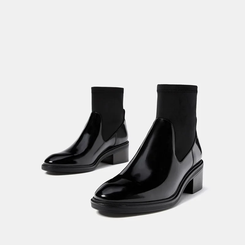 Платье-Оксфорд без шнуровки Стрейчевые женские ботильоны с круглым носком из