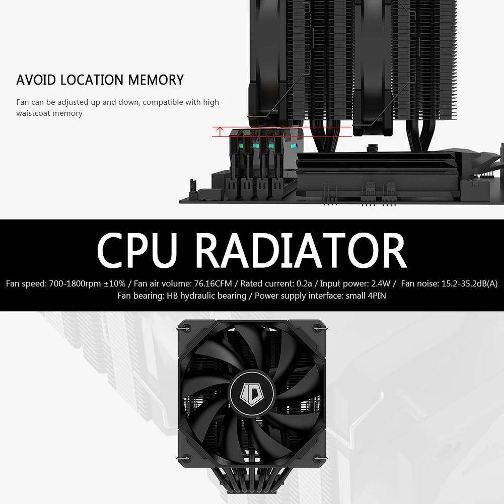 

SE-207-XT BLACK 7 Heat-pipes Cooling CPU Cooler Dual Fan 4 Pin Hydraulic Bearing Radiator Heatsink for AMD Intel