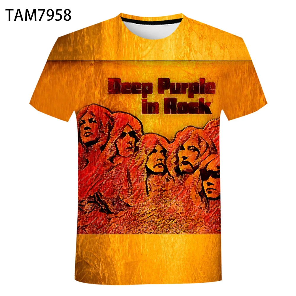 Темно-фиолетовая летняя Новинка 2021 молодежная английская футболка рок-группы с 3D