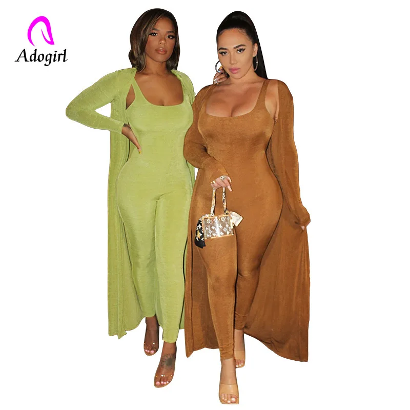 Фитнес Женские однотонные комплекты из 2 предметов 2020 Осенняя вязанная блуза с