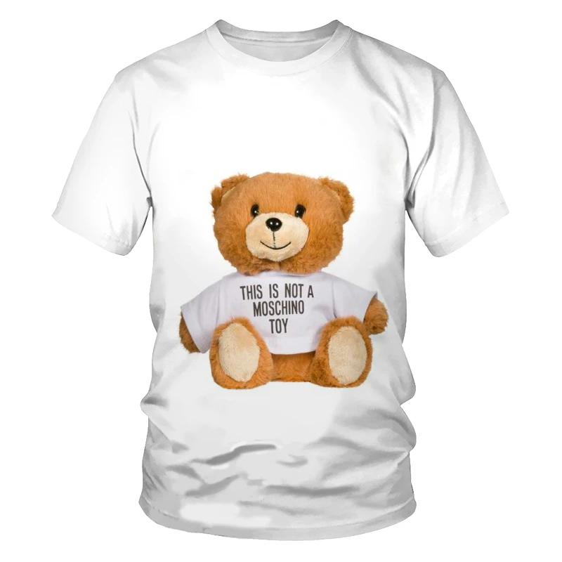 

Parent-child wear short-sleeved men and women outdoor leisure children students cartoon bear cute O-neck T-shirt 3D printing