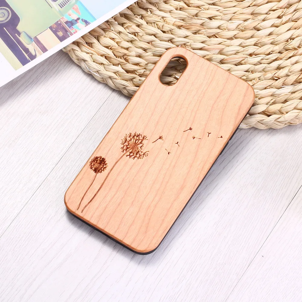 Простой деревянный чехол для телефона с изображением растений одуванчика iPhone 12 6S